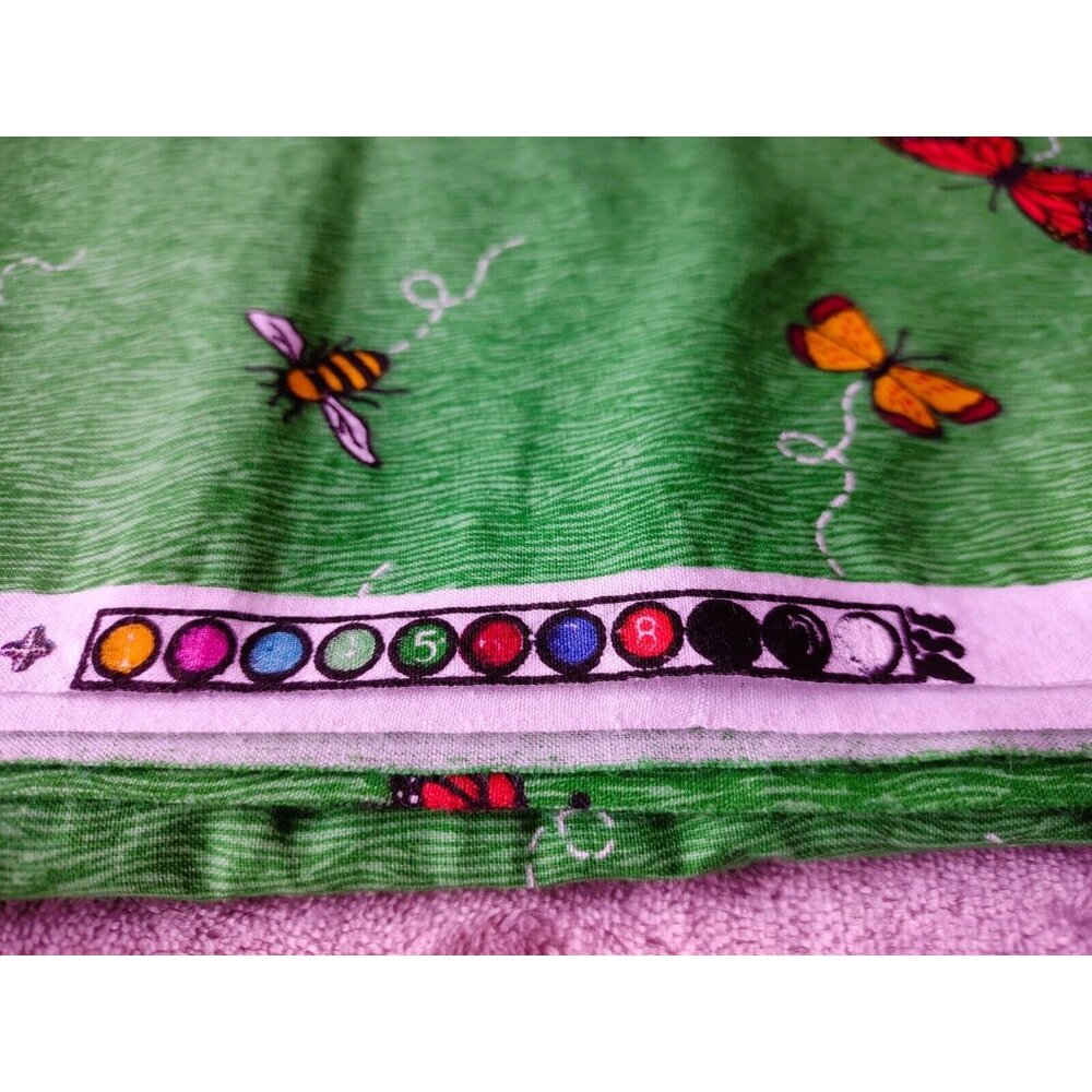 Vintage Fabric Traditions 1996 Green, Bugs Insects Cotton Fabric 43"x62"  1.7yds - Picture 4 of 5
